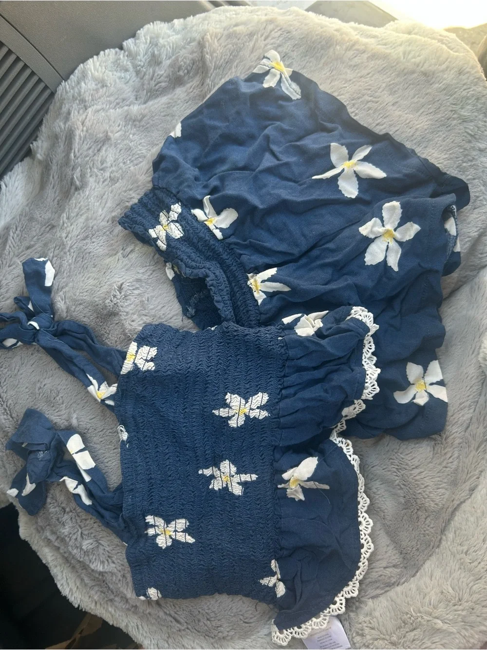 Jessica Simpson Navy Blue Floral Two-Piece Girls Set